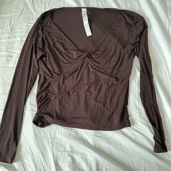 Lululemon Modal-Silk Blend V-Neck Long-Sleeve Shirt Espresso - Picture 1 of 6